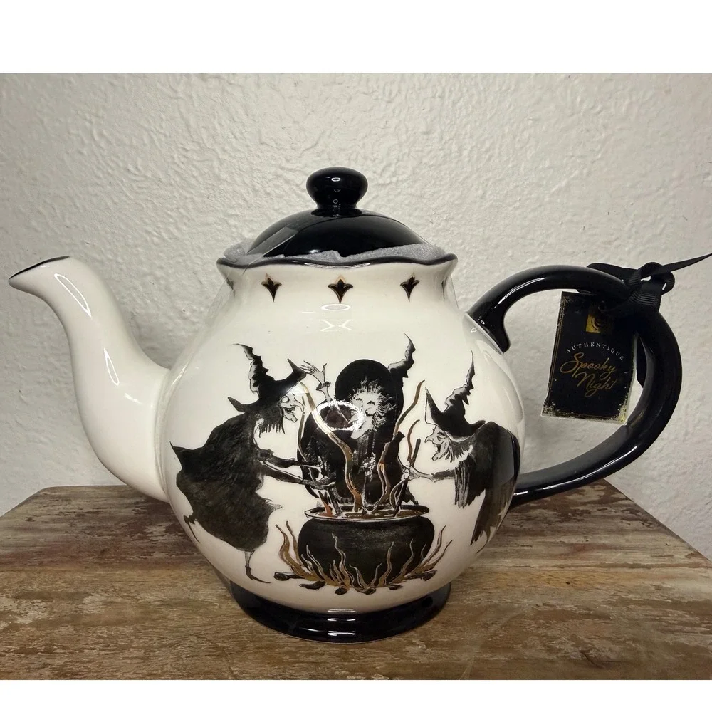 Potter's Studio Halloween Spooky Night Witches Brew Ceramic Teapot 40oz NEW